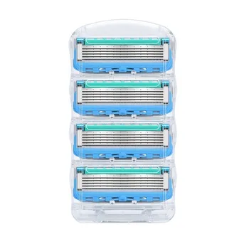 

4pcs/lot Razor Blade For Men Face Care 5Layers Shaving Cassette Stainless Steel Safety Blades Suit For Gillettee Fusione