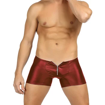 

Sale Men Sexy Underwear Black Faux Leather Latex Boxer Shorts mens swimwear swimsuits trunks for men's leather underpants