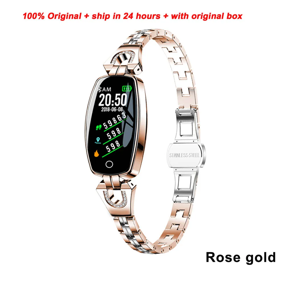 Модные Смарт-часы Greentiger H8, женские, для занятий фитнесом, водонепроницаемые, пульсометр, кровяное давление, умный Браслет - Цвет: rose gold