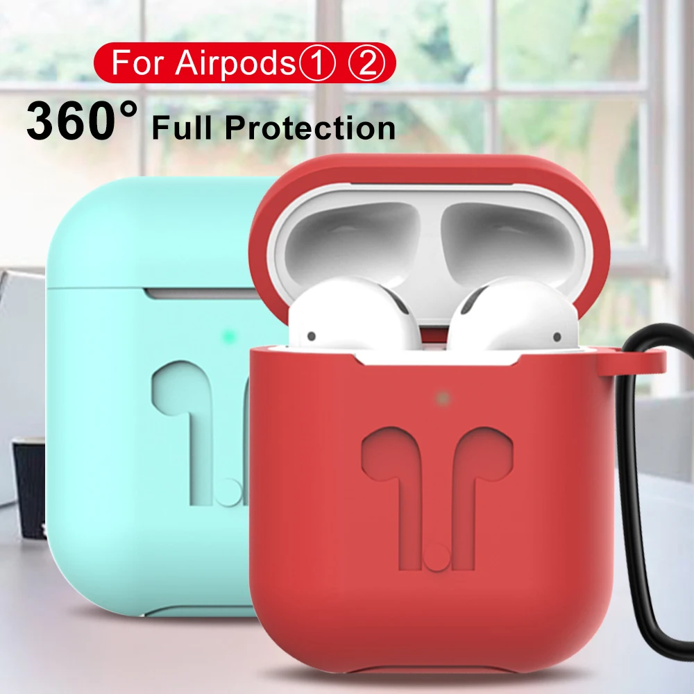 Защитная коробка с крюком для Apple Airpods 1 2 утолщенные однотонные Сумки чехол s Для Air Pods 1 2 защита для зарядки чехол