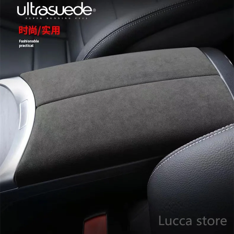 

For Mercedes Benz E C class w205 w213 GLC x253 UltraSuede warp Leather Central Armrest Box Protection Sleeve Decoration