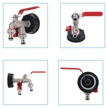 

IBC S60X6 Water Tank Outlet with Brass Tap & 1/2\" Twin Tap Snap On Connector Water Butt Y4QC
