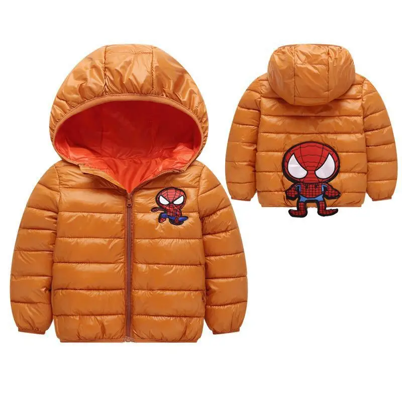 Г. Осенне-зимняя детская куртка «Человек-паук» для мальчиков, одежда повседневная детская куртка теплая верхняя одежда с капюшоном для малышей, пальто От 1 до 5 лет - Цвет: Оранжевый