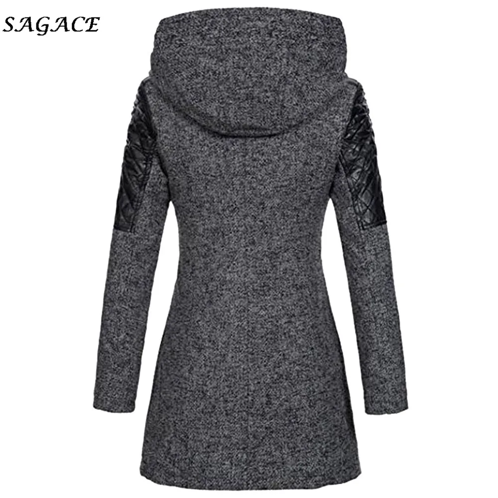 Sagace одежда пальто женские зимние теплые пальто Модная однотонная тонкая куртка Толстая парка пальто Зимняя верхняя одежда пальто на молнии с капюшоном