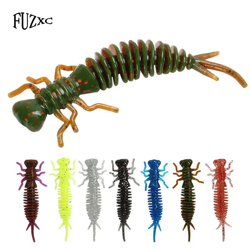 

FUZXC Larva Soft Bait Fishing Lure Set 50mm 75mm 100mm Artificial Wobbler Silicone Worm Swimbait Pesca For Bass Carp Pike Fish