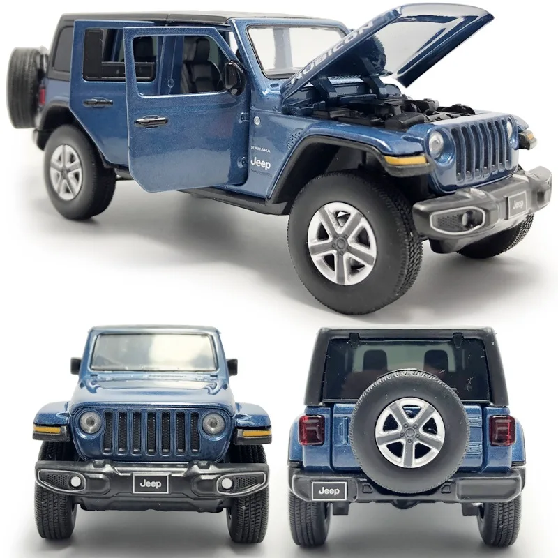 1:32 Jeep Wrangler Sahara Rubicon Model Car Diecast Toy Vehicle Kids Blue Light 
