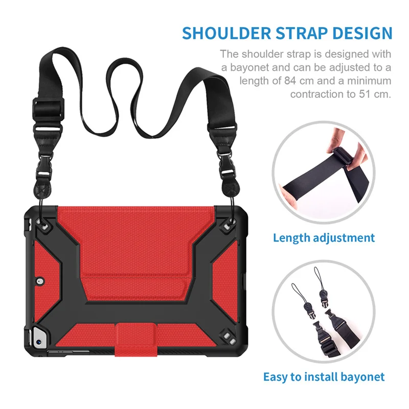 Red with Strap Для iPad Mini 5 4 3 2 1 противоударный чехол с карандашом 8 дюймов Универсальный Планшет Смарт-Чехол плечевой ремень аксессуары KTZ - Цвет: Red with Strap