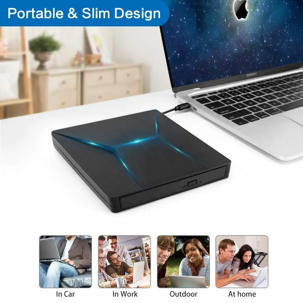 Тип C USB 3,0 DVD привод DVD RW горелка Писатель Rewriter CD rom ридер плеер Внешний привод для портативных ПК Windows Mac OS