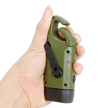 

LED Flashlight Hand Crank Solar Dynamo Carabiner Rechargeable