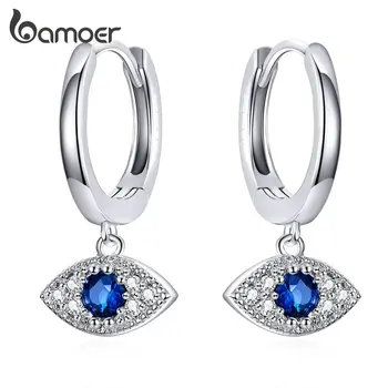 

bamoer Genuine 925 Sterling Silver Dangle Earrings Evil Eyes Earring Zircon Blue Zircon Fine Jewelry for Women GAE274