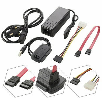 

1Set Black USB2.0 to IDE/SATA Hard Disk Adapter Portable 480Mbps High Speed Adapters Converter Cable UK Plug