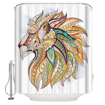 

Animal Symbol Lion Ethnic Design Waterproof Shower Curtain Home Decoration Shower Curtain Bathroom Accessories