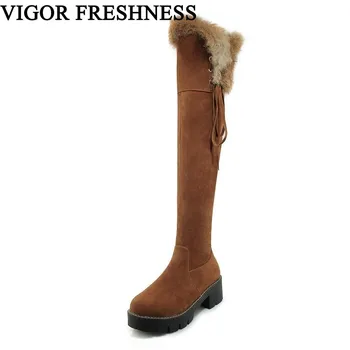 

VIGOR FRESHNESS Boots Women Shoes Winter Over The Knee Boots Fur Woman Shoes Plush Long Boots Warm Ladies Shoes Autumn MY299