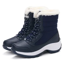 Women Boots Women Snow Boots Winter Warm Fur Platform Ankle Boots Women Shoes Fashion Lace Up Winter Shoes Female