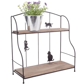 

Cute Design Double Tier Iron Shelf Kitchen Tools Holder Living Room Bedroom Small Sundries Storage Holder Racks Home Organizer