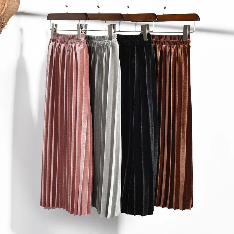 

Velvet Teenage Children Skirt Kids Pleated Spring Autumn 2019 Grey Pink Brown Black Teenage Kids Toddler Girl Skirts Clothing