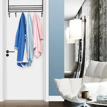 

Coats Towels Living Room Hanging Hook Iron Art Storage Rack Modern Seamless Simple Home Kitchen Back Door Hanger Punch Free