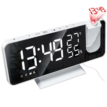 

1pc LED Alarm Clock Watch Table Voice Control Digital Mirror Electronic Desktop USB Powered Clocks Table Decor With Temperature