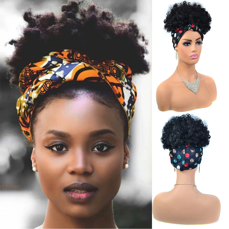 ふわふわのカーリーヘアバンド,女性用の自然なショートカーリーヘア