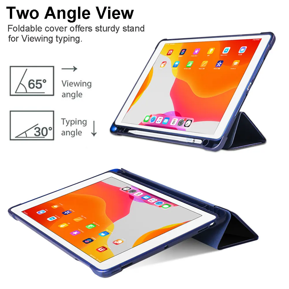 Для iPad 10,2 чехол с карандашом, тонкий тройной Стенд смарт-чехол для iPad 7го поколения чехол со стилями ручка+ пленка