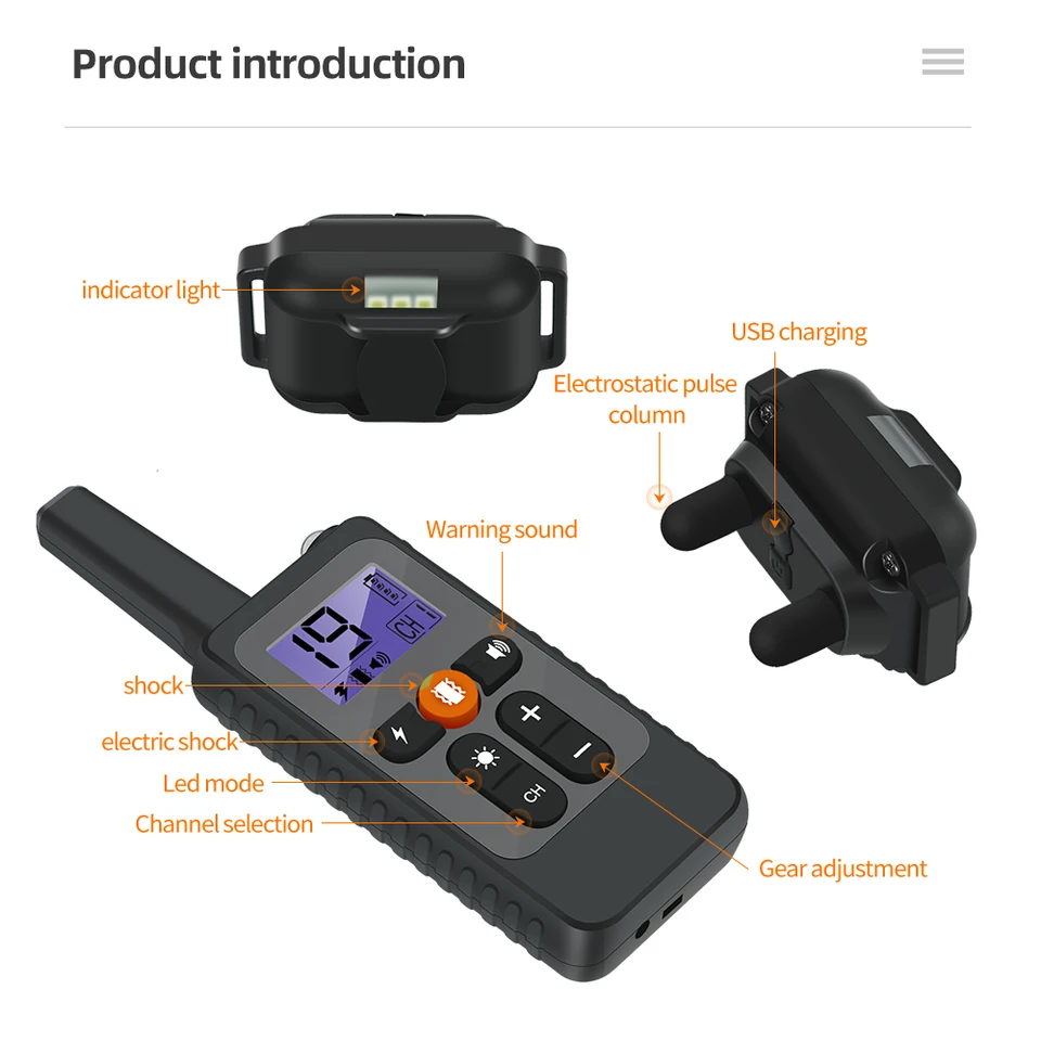 800m Dog Training Collar Waterproof Pet Remote Control Collar With