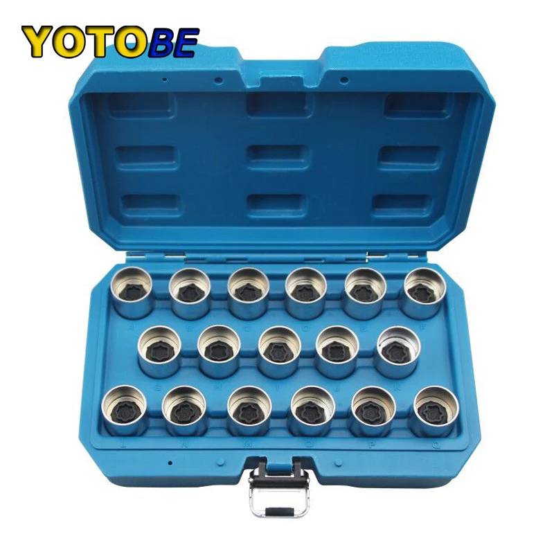 17pc Wheel Lug Nuts Special Tire Antitheft Screw Removal Tool For Land