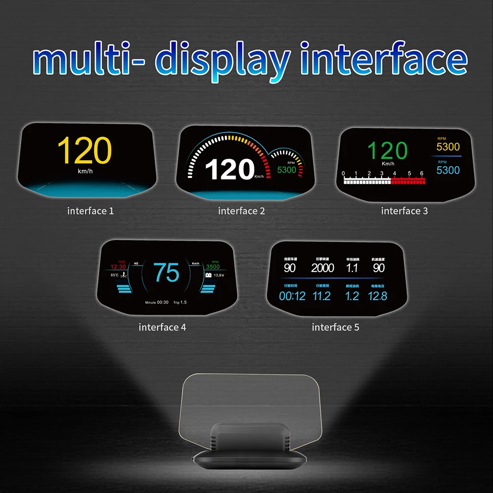 

Universal Auto Car HUD Vehicle-mounted Head Up Display System GPS Dual Mode HD OBDⅡ Overspeed Warning Fault Alarming System