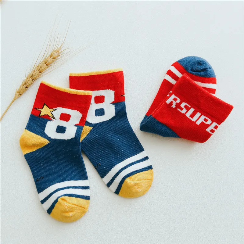 Зимние носки для малышей; Детские Модные дышащие хлопковые спортивные носки; мягкие милые Носки с рисунком для девочек и мальчиков; теплые носки для малышей