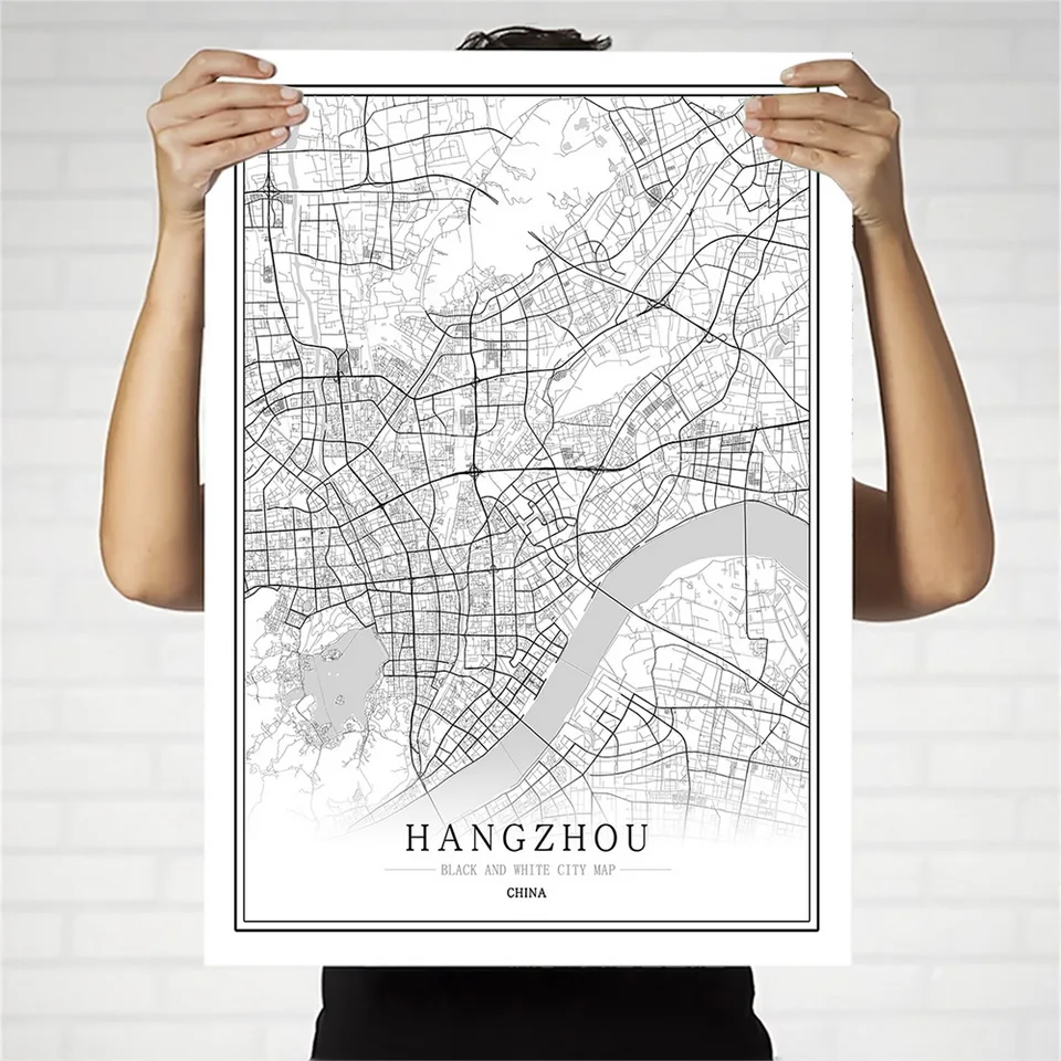 City Map Prints Framed China Black And White City Map Poster Beijing Hong Kong Macao Chongqing  Wall Art Home Decor Canvas Painting Creative Gift|Painting & Calligraphy| -  Aliexpress