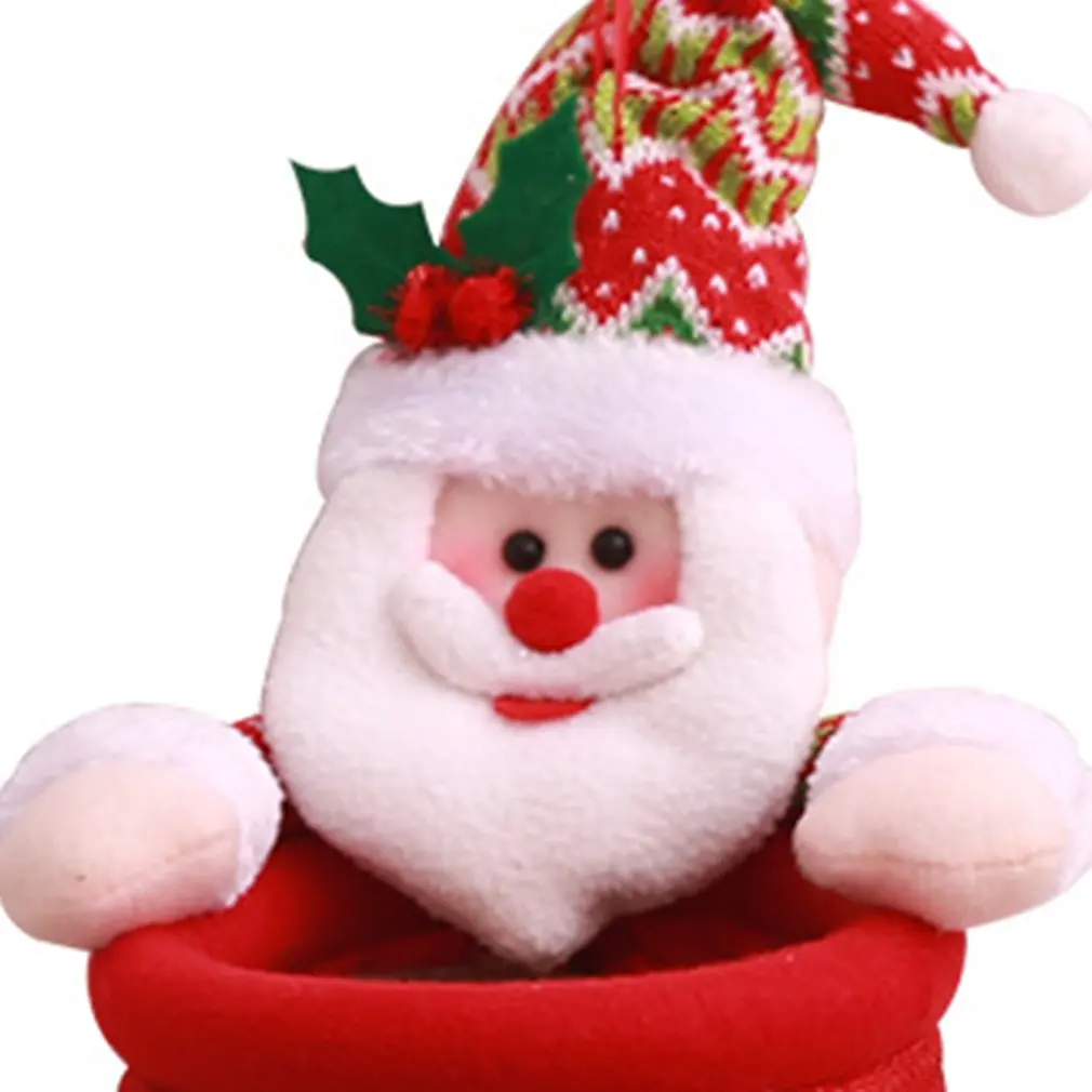 Christmas Creative Cartoon Snowman Santa Claus Doll Holding Trash Can Storage Bag Christmas Decorations Doll Household