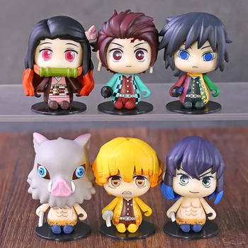 

6pcs/set Anime Demon Slayer: Kimetsu no Yaiba Tanjirou Nezuko Zenitsu Giyuu Inosuke PVC Figure Collectible Model Toys Doll