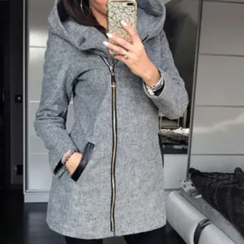 

women solid thick warm casual hooded jacket female fashion slim zipper long coats streetwear jackets Mujer winter jacket