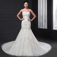 Q-013 Customized wedding dress 2020 mermaid robe off shoulder lace beaded corset tulle noiva church koktajlowe prom dresses 1
