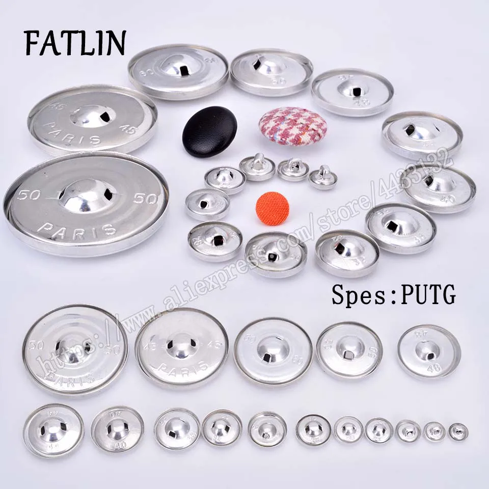 

100Sets 16L-80L Aluminum Covered Cloth Fabric Buttons DIY Handmade Metal Bread Shape Round Fabric Accessories Free Shipping PUTG