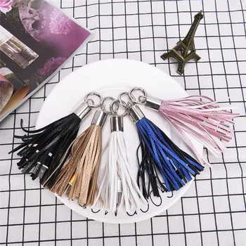 

Creative Mini USB Cable Fast Charger Metal Keyring USB Cable Leather Tassel Keychain Data Cable Cord Charging Adapter For IPhone