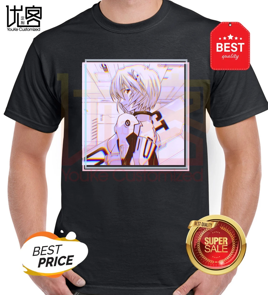Ayanami Rei футболка Evangelion мужские летние 100% хлопок команда футболки для девочек