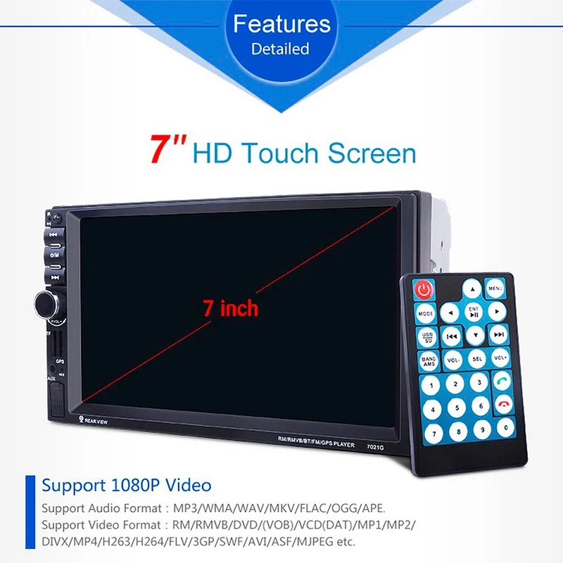 Новинка 7021G 7," HD 2 Din автомобильный стерео MP5/WMA плеер gps навигация Handsfree FM