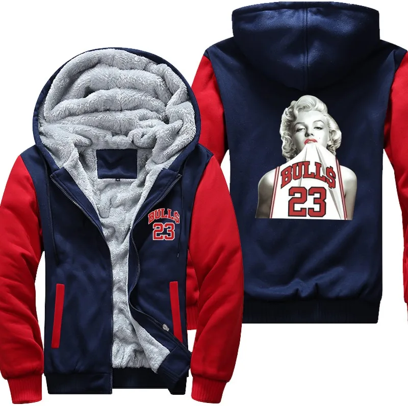 

New Winter Arrival Thicken Jacket Marilyn Monroe Wearing Michael Fleece Long sleeves Zipper Tops Plus size USA Size