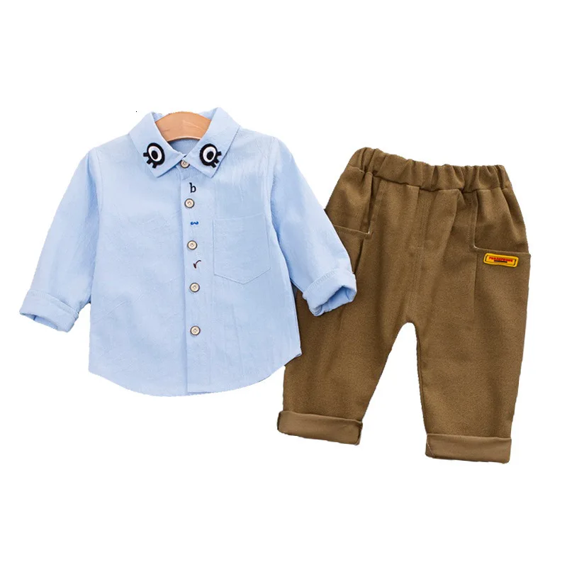 

New 2019 Children Kids Clothes Autumn Baby Boy Cotton Suit Infant Solid Shirt Pants 2 Pcs/sets Toddler Fashion Casual Tracksuits