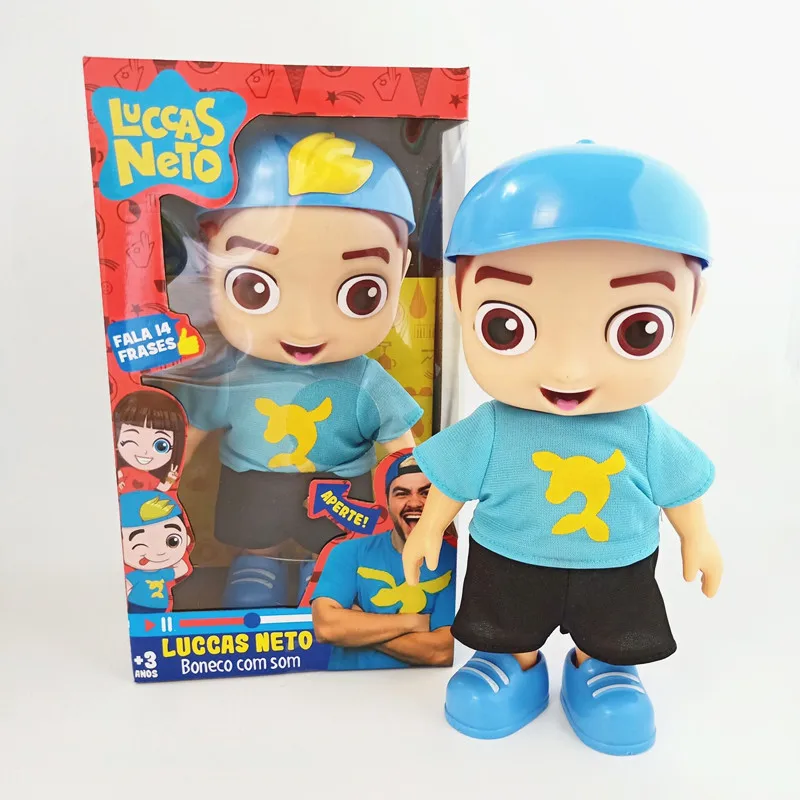 

25cm online celebrity Luccas Neto Doll Action Figure Toys Vinyl Model Doll with Sound music Children Christmas Gift AT19
