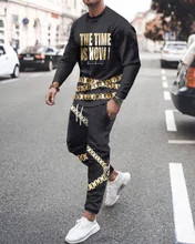 

Spring Autumn Man Long Sleeve T-Shirt Set Sportswear Fashion 3D Print Hip Hop Streetwear Male Casual Set Loose Sweatpants 6XL