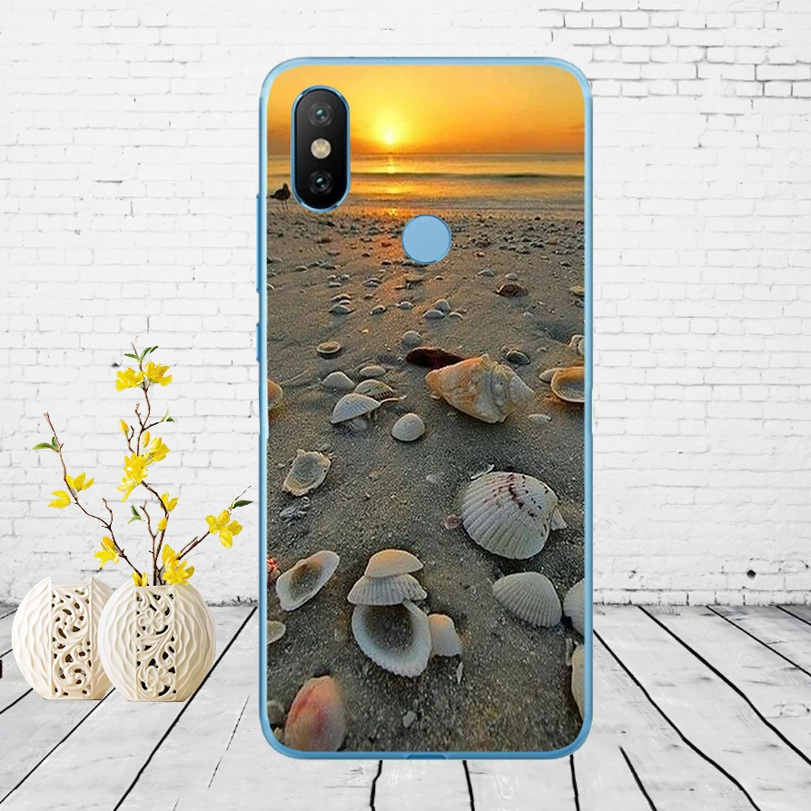 234DD summer Beach Scene at Sunset on sea Palm Soft Silicone Cover Case for Xiaomi Redmi 6 6a mi 8 a2 lite note 5 6 pro 7 case xiaomi leather case glass