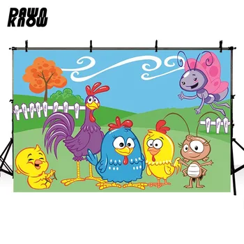 

DAWNKNOW Cartoon Cock Vinyl Photography Background For Newborn Tree Photo Shoot Backdrop For Birthday Party Photo Studio lv471