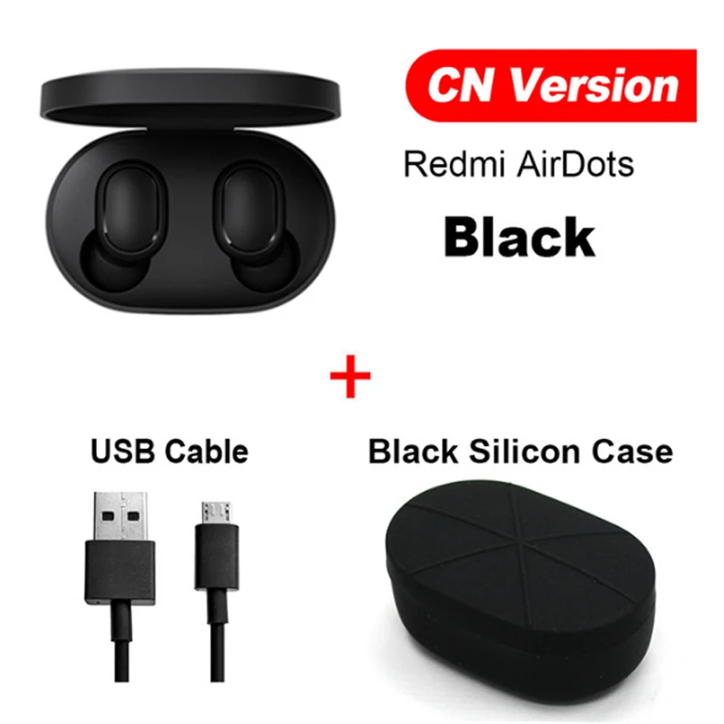 Xiaomi Redmi Airdots Xiaomi TWS беспроводные наушники Handsfree Голосовое управление Bluetooth 5,0 шумоподавление управление - Цвет: CN Cable Black Case