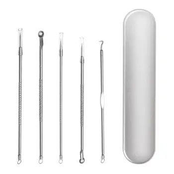 

5pcs Stainless Steel Double-head Acne Needle Comedone Remover Tools Acne Extractor Tools Pimple Kit Face Skin Care Accessories