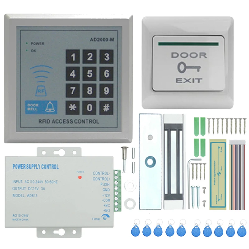 

TZAD2000M-01 RFID Door Access Control System Kit, Home Security System with 280Kg Electric Magnetic Lock Supply Proximity Door E