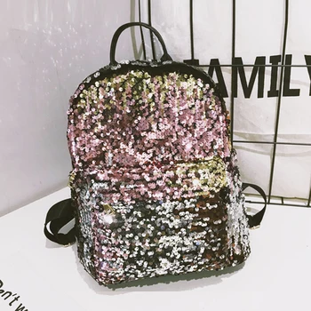 

Woman Casual Glitter Large Capacity Travel Personality Girls Shoulder Bag Fabala Rucksack Bling Sequins