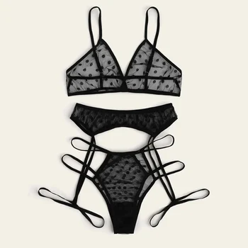 

Women Lingerie Sexy Crop Top Femme Bra New Sexy Lingerie Lace Bralette Black Bra Dot Mesh Ultra Thin Ladies Underwear