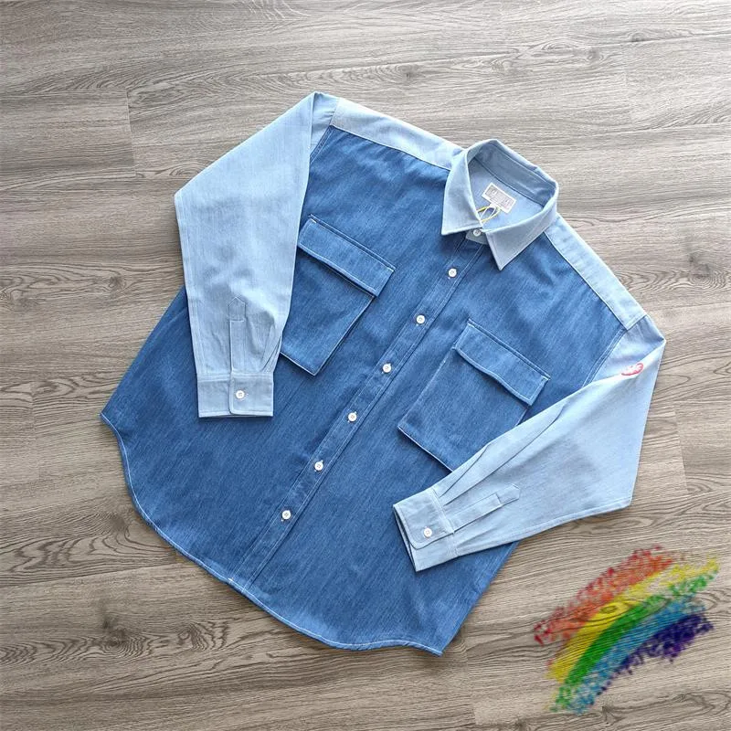 

Top Quality 20AW C.E CAV EMPT TWO COLOUR DENIM SHIRTS Men Women 1:1 Best Quality Cav Empt Two-tone Shirt