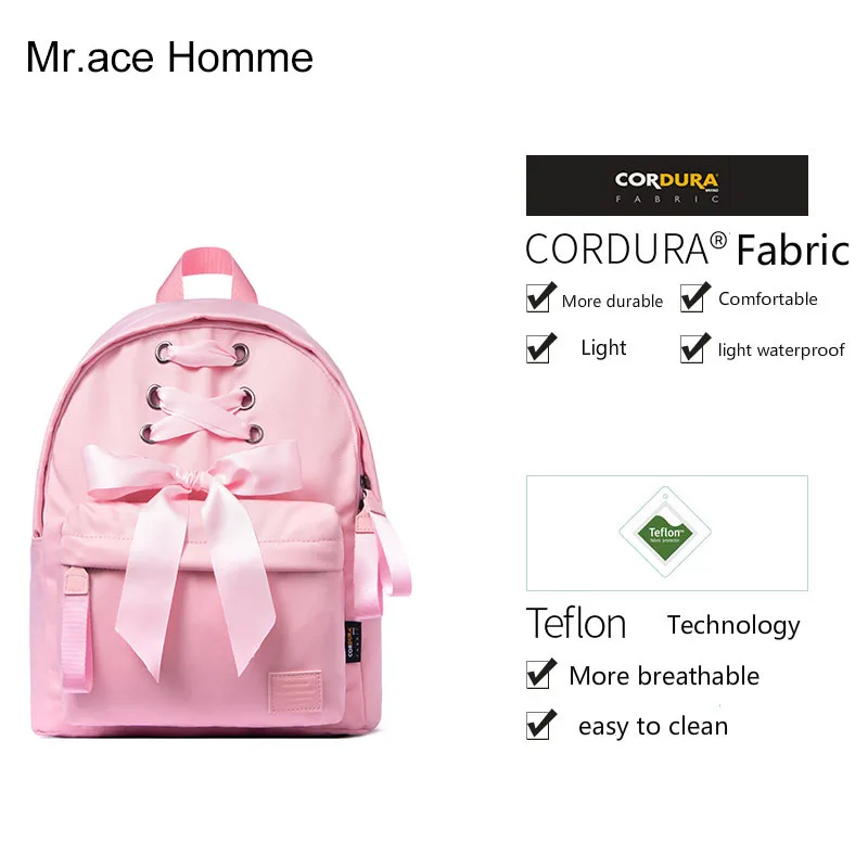 Mr. ace Homme милый рюкзак с бантом женская сумка для колледжа для девочек kawaii Школьный Рюкзак холщовый рюкзак для женщин